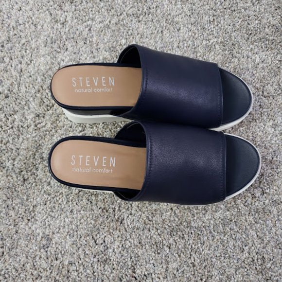 NWOT Navy platform sandals by Steven SZ 6.5 - Picture 3 of 4
